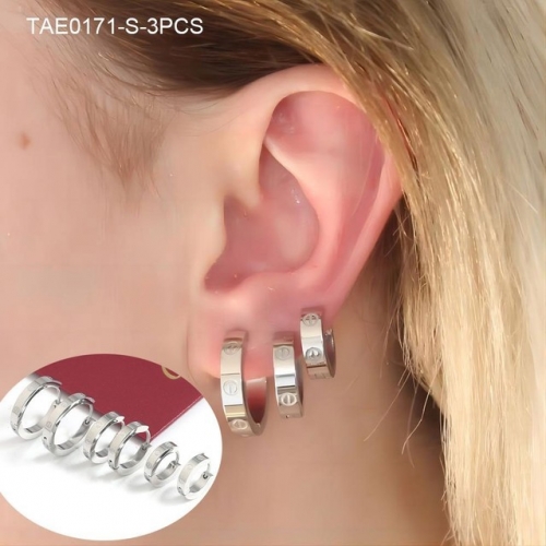 Stainless Steel Brand Earrings-SN230809-TAE0171-S-3PCS-21.8