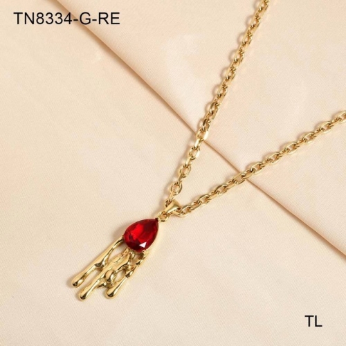 Stainless Steel Necklace-SN230809-TN8334-G-RE-17.2