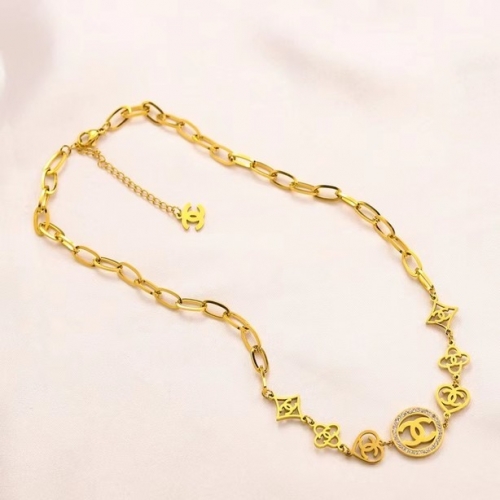 Stainless Steel Brand Necklace-YWA230907-P16GYI