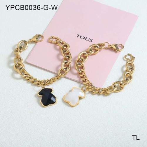 Stainless Steel TOU*S Bracelet-SN230924-YPCB0036-G-W-15.5