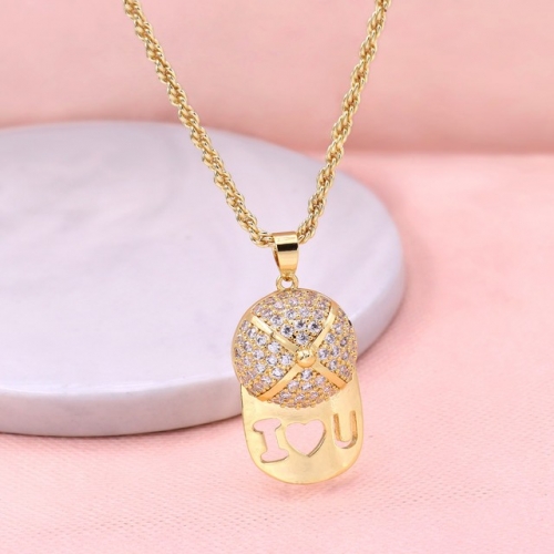 Stainless Steel Brand Necklace-HY231020-P18XIOL