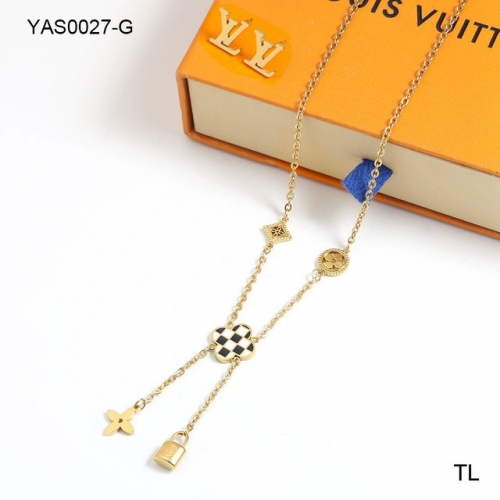 Stainless Steel Brand Necklace-SN231025-YAS0027-G-22.5