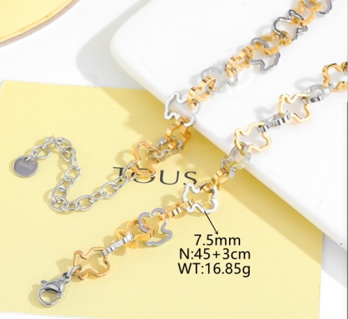Stainless Steel Tou*s Necklace-DY231025-XL-158SG-529-37