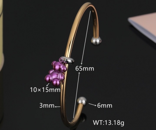 Stainless Steel Tou*s Bangle-DY231111-SL-171GP-271-19