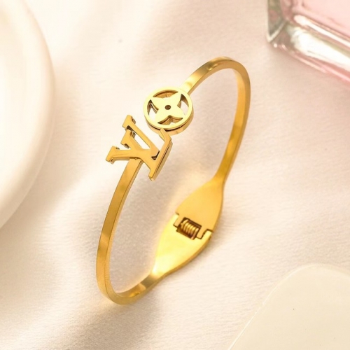 Stainless Steel Brand Bangle-YWA231123-P10XDOO