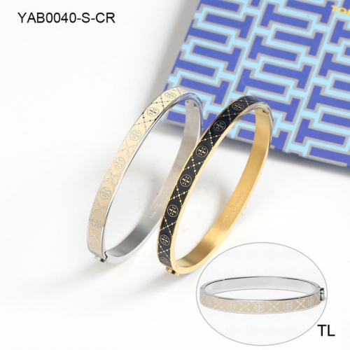 Stainless Steel Brand Bangle-SN231122-YAB0040-S-CR-20.1