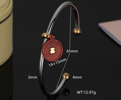 Stainless Steel Tou*s Bangle-DY231201-SL-179SO-257-18