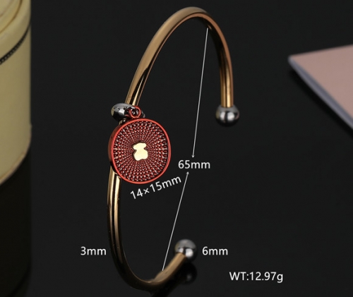 Stainless Steel Tou*s Bangle-DY231201-SL-179GO-286-20