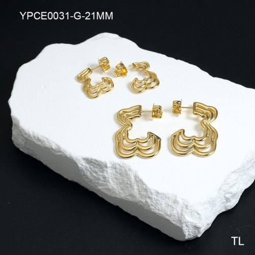 Stainless Steel Tou*s Earrings-SN231215-YPCE0031-G-21MM-15.8