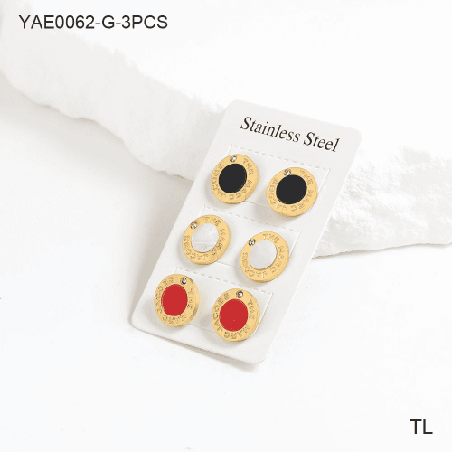 Stainless Steel Brand Earrings-SN240103-YAE0062-G-3PCS-20.1