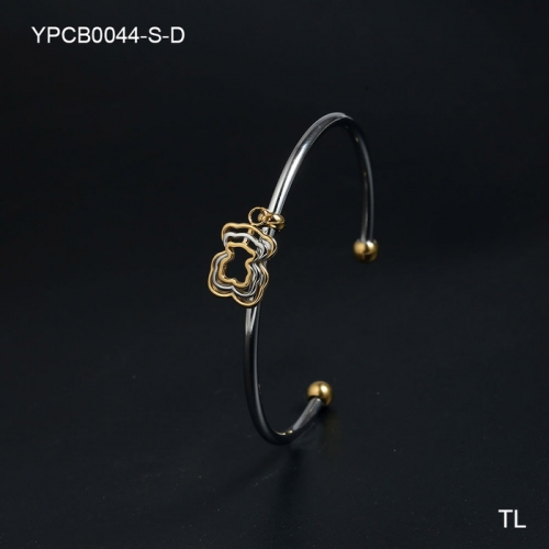 Stainless Steel Tou*s Bangle-SN240116-YPCB0044-S-D-16.5