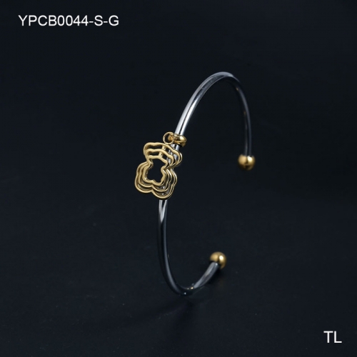 Stainless Steel Tou*s Bangle-SN240116-YPCB0044-S-G-16.5