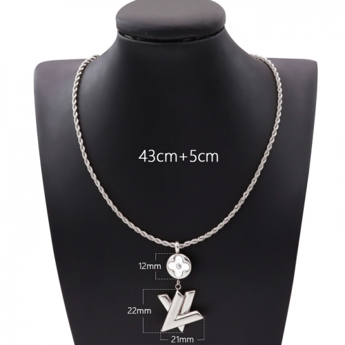 Stainless Steel Brand Necklace-HY240320-P14CJII