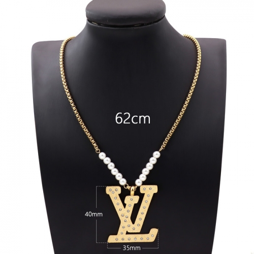 Stainless Steel Brand Necklace-HY240320-P18QWII