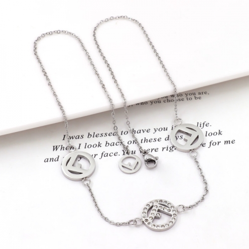 Stainless Steel Brand Necklace-HY240320-P11SOIU