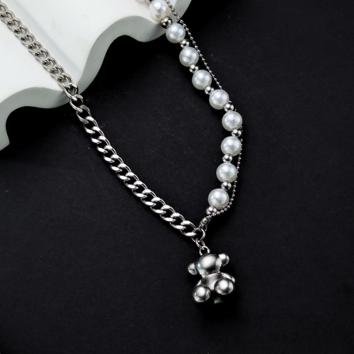 Stainless Steel Tou*s Necklace-HY240702-P14BG89S