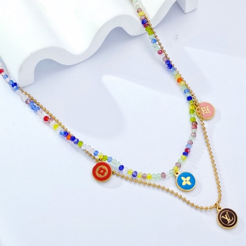 Stainless Steel Brand Necklace-HY240702-P17VTI8