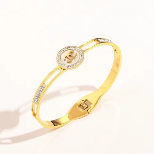 Stainless Steel Brand Bangle-YWA240808-P15VQWA