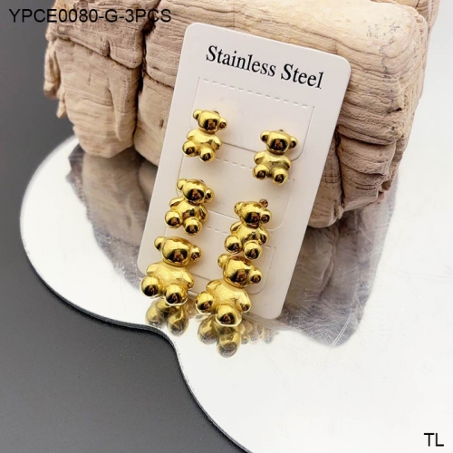 Stainless Steel Tou*s Earrings-SN240911-YPCE0080-G-3PCS-21.2