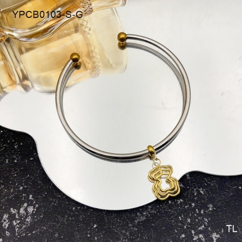 Stainless Steel Tou*s Bangle-SN240911-YPCB0103-S-G-15