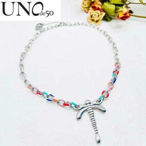 Stainless Steel Uno de* 50 Necklace-ZN241103-P18GYYG