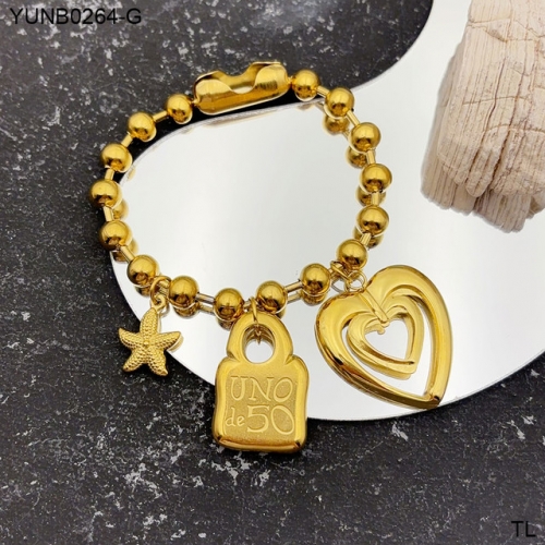 Stainless Steel UNO DE*50 Bracelet-SN250417-YUNB0264-G-13.4