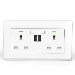 TBU02 Smart Wall Socket UK Double Switch Twin Socket