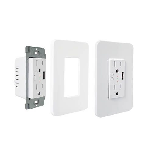 Milfra US Smart Wi-Fi Duplex TR Receptacle with 2.1A USB charge  port,Recessed Socket Wireless Wall Outlet Control by Smart Life