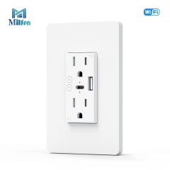 M04 Tuya Smart Wifi Wall Socket Type C Wall Outlet Socket Smart Wifi Outlet With Type C/USB Port Fast Charger Works With Axlea