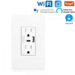 M04 Tuya Smart Wifi Wall Socket Type C Wall Outlet Socket Smart Wifi Outlet With Type C/USB Port Fast Charger Works With Axlea