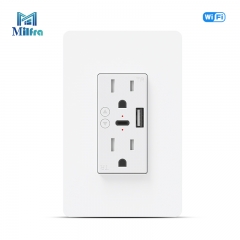 M04 Tuya Smart Wifi Wall Socket Type C Wall Outlet Socket Smart Wifi Outlet With Type C/USB Port Fast Charger Works With Axlea