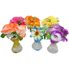 SET 6  MINI POSIES IN GLASS VASE