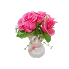 MINI ROSE POSIE IN GLASS VASE