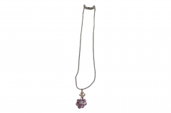 Gems encrusted pendant on silver chain