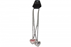 Twin hearts on silver chain