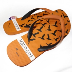 BEACH THONGS WITH BLACK BIRD PRINTS SIZE 10-12