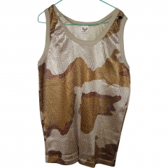 MENS MESH SINGLET WITH CAMO ARMY PRINTS