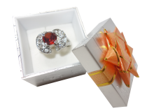 LADIES DIMONTI DRESS RING WITH CENTER COL STONE IN GIFT BOX