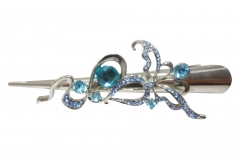 HAIR BARRETTE WITH  STAINLESS STEEL  CLAW CLIP COL STONE  INSETS