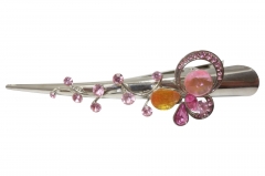 HAIR BARRETTE WITH  STAINLESS STEEL  CLAW CLIP COL STONE  INSETS