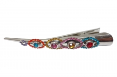 HAIR BARRETTE WITH  STAINLESS STEEL  CLAW CLIP COL STONE  INSETS