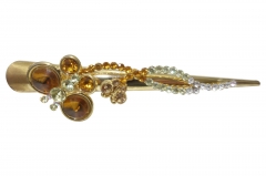 HAIR BARRETTE WITH  STAINLESS STEEL  CLAW CLIP COL STONE  INSETS