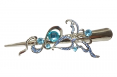 HAIR BARRETTE WITH  STAINLESS STEEL  CLAW CLIP COL STONE  INSETS