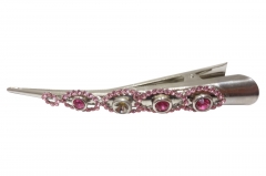 HAIR BARRETTE WITH  STAINLESS STEEL  CLAW CLIP COL STONE  INSETS