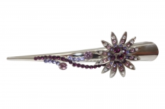 HAIR BARRETTE WITH  STAINLESS STEEL  CLAW CLIP COL STONE  INSETS