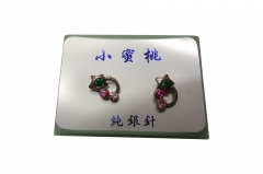 RHODIUME STUDS WITH COL STONE INSETS IN PVC GIFT BOX