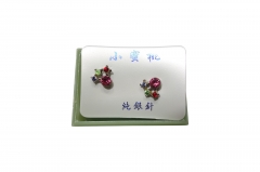 RHODIUME STUDS WITH COL STONE INSETS IN PVC GIFT BOX