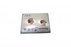 RHODIUME STUDS WITH COL STONE INSETS IN PVC GIFT BOX