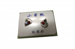 RHODIUME STUDS WITH COL STONE INSETS IN PVC GIFT BOX