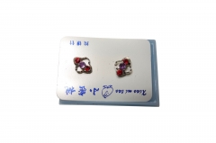 RHODIUME STUDS WITH COL STONE INSETS IN PVC GIFT BOX